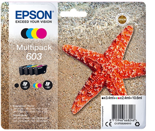 EPSON EPSON CARTUCCIA 603 MULTIPACK INKJET STELLA MARINA 4 COLORI - CARTUCCE INKJET | TecnoCARE.net Sabaudia, Latina, Terracina, San Felice Circeo e Pontinia