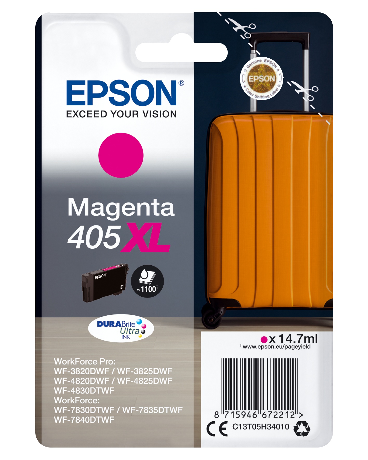 EPSON Epson Singlepack Magenta 405XL DURABrite Ultra Ink - STAMPANTI E SCANNER | TecnoCARE.net Sabaudia, Latina, Terracina, San Felice Circeo e Pontinia