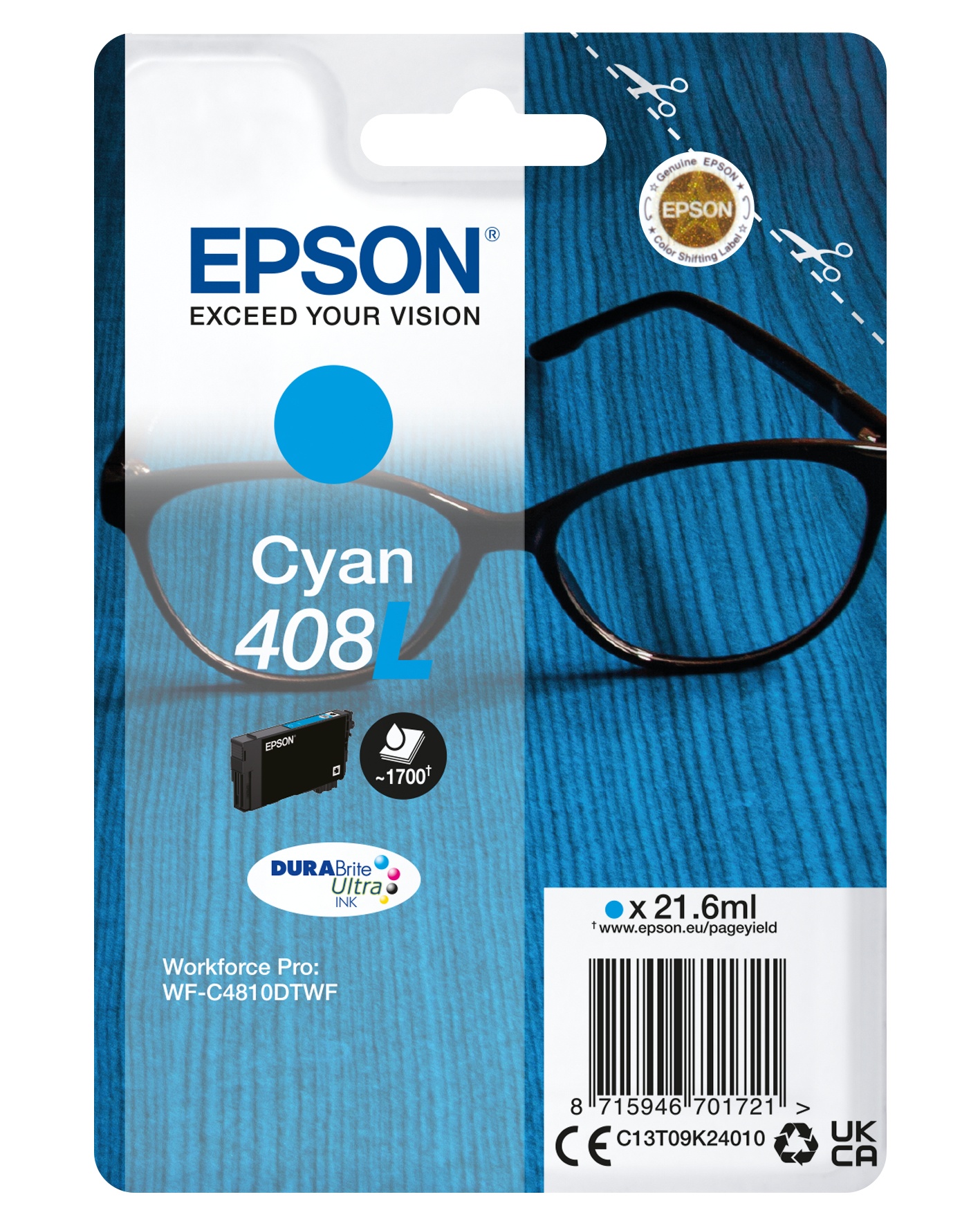 EPSON EPSON CARTUCCIA CIANO 408L DURABRITE ULTRA INK - CARTUCCE INKJET | TecnoCARE.net Sabaudia, Latina, Terracina, San Felice Circeo e Pontinia