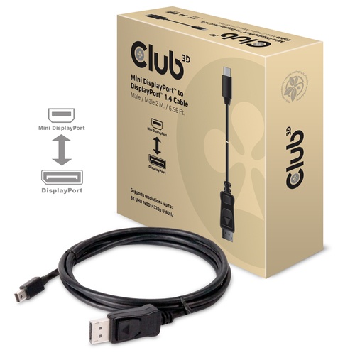CLUB3D CLUB3D MINI DISPLAYPORT TO DISPLAYPORT 1.4 HBR3 CABLE MALE/MALE 2 M/6.56 FT - CAVI HDMI/VGA/DVI/DP | TecnoCARE.net Sabaudia, Latina, Terracina, San Felice Circeo e Pontinia