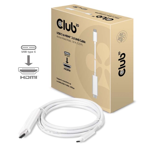 CLUB3D CLUB3D USB TYPE C 3.1 GEN 1 TO HDMI 2.0 CABLE 1.8 METERS/  5.9 FEET - SUPPORT 4K UHD @ 60HZ - CAVI USB | TecnoCARE.net Sabaudia, Latina, Terracina, San Felice Circeo e Pontinia