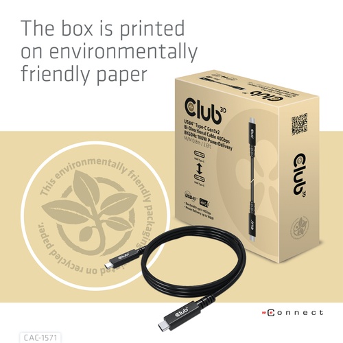 CLUB3D CLUB3D USB4 TYPE C GEN 3X2 BI DIRECTIONAL CABLE 40GBPS 8K60HZ 100W POWERDELIVERY M/M - CAVI USB | TecnoCARE.net Sabaudia, Latina, Terracina, San Felice Circeo e Pontinia
