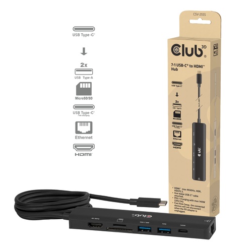 CLUB3D CLUB3D 7-1 USB-Cr to HDMIT HUB 4K60Hz PD3.1 140W 1M/3.28FT - HUB USB | TecnoCARE.net Sabaudia, Latina, Terracina, San Felice Circeo e Pontinia